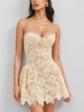 For Love and Lemons Coco Yellow Mini Dress